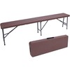 Lauko baldų komplektas Maitinimo komplektas Rotango rudas stalas 180 cm + 2 suolai