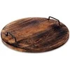 Medinė pjaustymo lenta, serviravimas, apvalus padėklas su rankenomis, 39-40 cm