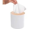 Mini vonios kambario šiukšliadėžė balta su bambukiniu dangteliu 1,5 l