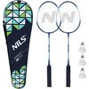 NRZ2052 ALIUMINIO / BADMINTONO RINKINYS 2 REKETĖS + 3 VEŽĖLIAI + NILS dangtelis