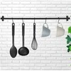 Pakabos bėgelis, virtuvės bėgelis indams, metalinis, juodas, kabliukai, 78,5 cm
