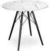 PARIS Juodas DTW apvalus stalas, 80 cm, baltas marmuras