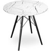 PARIS Juodas DTW apvalus stalas, 80 cm, baltas marmuras
