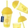 Plastikinis puodelis su dangteliu ir šiaudeliu 450 ml