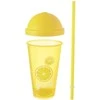 Plastikinis puodelis su dangteliu ir šiaudeliu 450 ml