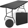 RATTAN maitinimo stalas sulankstomas į lagaminą - 180 cm, juodas