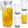 Stiklinės ir stiklinis ąsotis su dangteliu 1,1 l / 190 ml 5 vnt.