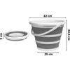 Sulankstomas kibiras 32cm baltas ir pilkas Asmar 10 litrų kompaktiškas
