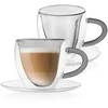 Terminiai puodeliai su lėkšte su dviguba sienele kavai ir arbatai DOUBLE 160 ml 2 vnt.