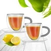 Terminiai puodeliai su lėkšte su dviguba sienele kavai ir arbatai DOUBLE 160 ml 2 vnt.