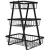 Vaisių ir daržovių krepšelis 3 pakopų metalinis juodas VILDE 28x17,5x34,5 cm