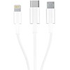 3Mk Protection 3mk Cable 3in1 USB-A - micro USB / Lightning / USB-C 1.2m 20V/2.4A 15W - baltas