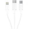3Mk apsauginis 3mk laidas 3in1 USB-A - micro USB / Lightning / USB-C 1.2m 20V/2.4A 15W - baltas