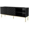 Laikiklis Cama Meble TV Spintelė - Abeto 150x42x60 Juoda/Blizgiai Juoda