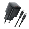 Įkroviklis Acefast A118 30W GaN USB-C + USB-C to USB-C cable 1.2m juodas
