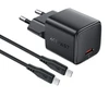 Įkroviklis Acefast A118 30W GaN USB-C + USB-C to USB-C cable 1.2m juodas