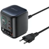 Acefast Z10 GaN 100W 3xUSB Desktop Charger with Retractable USB-C Cable and TFT Ekranas - Juodas