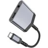 Adapteris AUX 2w1 USB C į USB C / Jack 3,5 mm Hoco 27W LS39 metalinis pilkas