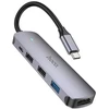Adapteris Hoco HB27 Type-C daugiafunkcis keitiklis HDMI+USB3.0+USB2.0*2+PD pilkas