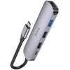 Adapteris Hoco HB27 Type-C daugiafunkcis keitiklis HDMI+USB3.0+USB2.0*2+PD pilkas
