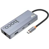 Adapteris HUB 8w1 (HDTV+RJ45+SD/TF+PD+Type-C 3.0+USB 3.0 x 2) USB-C Hoco HB52 pilkas