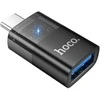 Adapteris OTG USB C to USB A Hoco UA36B transparent juodas