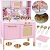 Wooden kitchen for children RÓŻANA - burner, sink, pots, accessories ZA5932