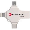 Pendrive 128GB USB 3.2 Gen 1 (USB A / USB C / Lightning / Micro USB) Forcell F-Data Metal Quad sidabrinis