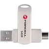 Pendrive 64GB USB 3.2 Gen 1 (USB A / USB C) Forcell F-Data Metal Duo sidabrinis