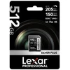Atminties kortelė Lexar SDXC Professional Sidabrinis Plus UHS-I/U3/A2/4K R205/W150 (V30) 512GB