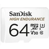 Atminties kortelė SanDisk High Endurance Micro SDXC 64GB V30 + Adapteris
