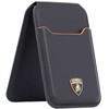 Dėklas Audi Lamborghini D1 Genuine Leather MagSafe mobile phone wallet - juodas and oranžinis