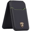 Dėklas Audi Lamborghini D1 Genuine Leather MagSafe Phone Wallet - Juodas and Žalias