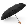 Oem Automatic foldable umbrella with wood handle 10-ribs XXL 115 cm juodas