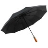 Oem Automatic foldable umbrella with wood handle 10-ribs XXL 115 cm juodas