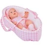Jokomisiada Baby Doll Newborn dėvi rožinės spalvos kepurės suknelę + triušis ZA 5007 RO