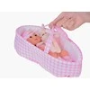 Jokomisiada Baby Doll Newborn dėvi rožinės spalvos kepurės suknelę + triušis ZA 5007 RO