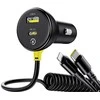 Baseus Circular 60W USB-A + USB-C automobilinis įkroviklis su Built-in Lightning + USB-C Kabelis 1.4m - juodos spalvos