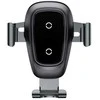 Baseus Metal Gravity Wireless Charger metalowy uchwyt automobilinis na kratkę wentylacyjną bezprzewodowa kroviklis Qi juoda (WXYL-B0A)