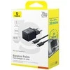 Baseus Sieninis įkroviklis Palm 20W USB-C QC3.0 PD3.0 su USB-C kabeliu 1m, juodas
