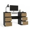 Top E Shop Rašomasis stalas - KUBA 130x51x76 cm Antracitas/Artisan 6 stalčių