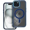 OEM dėklas, skirtas iPhone 15, spalvotas kraštas, MagSafe dėklas, mėlynas