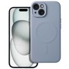 OEM dėklas, skirtas „iPhone 15“ silikoniniam „Mag“ dėklui, suderinamas su „MagSafe“ (fotoaparato apsauga), šviesus mėlynas