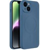 OEM dėklas, skirtas „iPhone 14“ silikoniniam „Mag“ dėklui, suderinamas su „MagSafe“ (fotoaparato apsauga) mėlynas