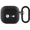 BMW BMA4WMPUCA2 AirPods 4 ausinių dėklas juodos spalvos Carbon Double Metal Logo