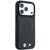 BMW M Kevlar raudona spauda žiedas metalinis logotipas MagSafe dėklas iPhone 18 Pro / 17 Pro - juodas