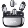BOYA belaidis mikrofonas „Mini 2-01“ 2,4 GHz, su dirbtinio intelekto valdomu triukšmo slopinimu, 2 siųstuvais ir 2 imtuvais („Type-C“ ir „Lightning“), pilkos spalvos, ES