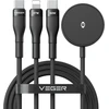 Cable 3in1 USB C to Lightning / Typ C / iWatch / SAM Watch VEGER 3A 92W V730 1,5 m juodas