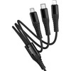 Laidas 3in1 USB C / USB A į Lightning + USB C + Micro USB Hoco 1 m X123 juodas