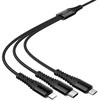 Laidas 3in1 USB C / USB A į Lightning + USB C + Micro USB Hoco 1 m X123 juodas